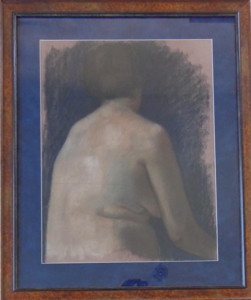 ONBEKEND / RUGGELINGS NAAKT / ORIGINEEL WERK / 83x69cm KADER, Ophalen