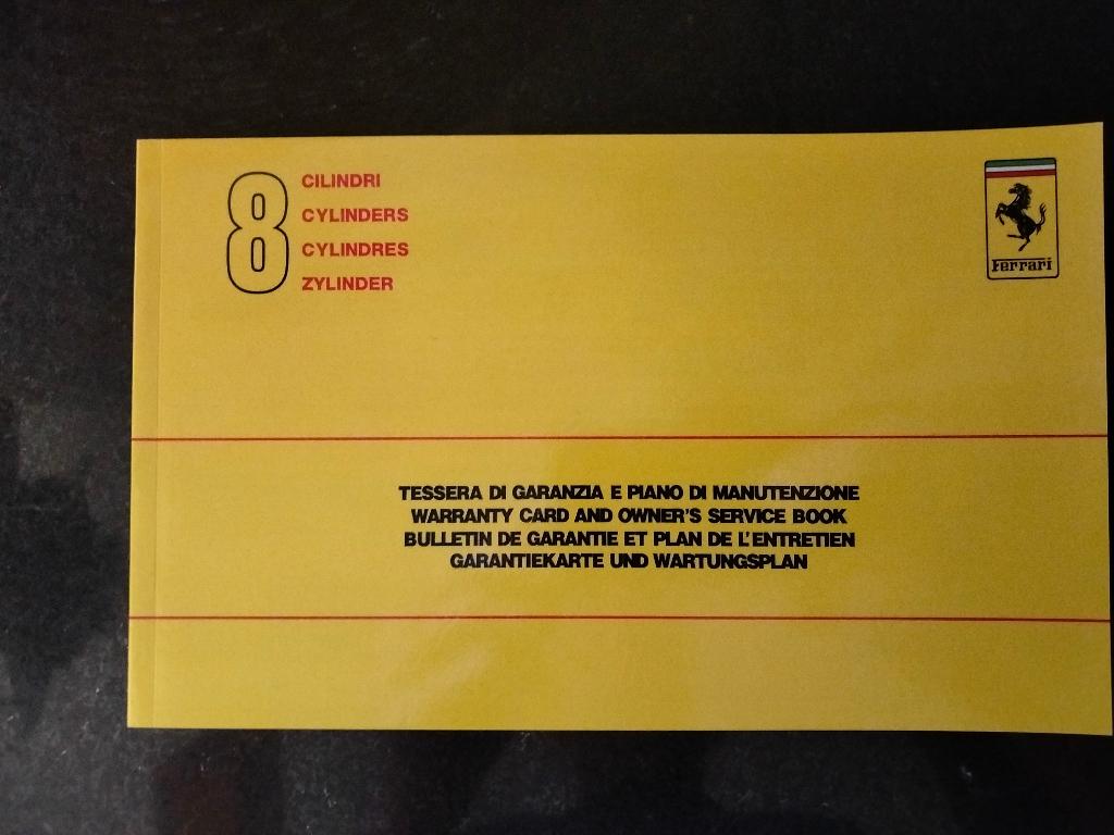 Garantiehandleiding Ferrari 328 348 208 Mondial, Auto-onderdelen, Verzenden, Nieuw, Ferrari