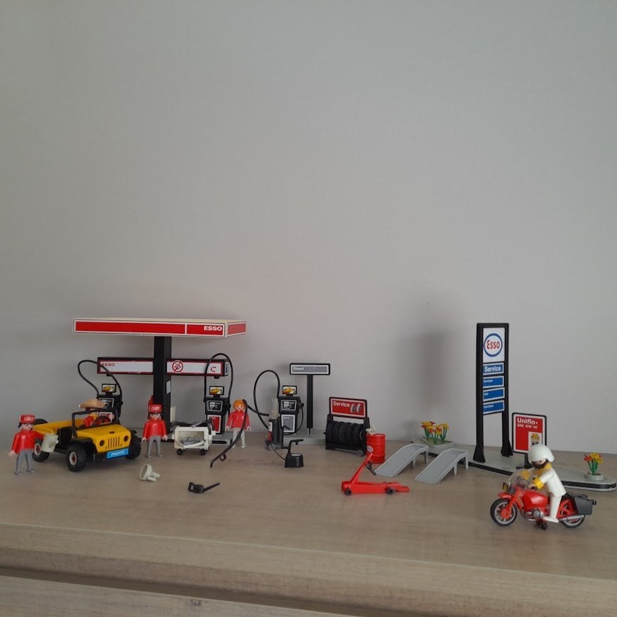 Playmobil 3434 Esso tankstation city jaren 80 vintage, Kinderen en Baby's, Speelgoed | Playmobil, Gebruikt, Complete set, Overige typen