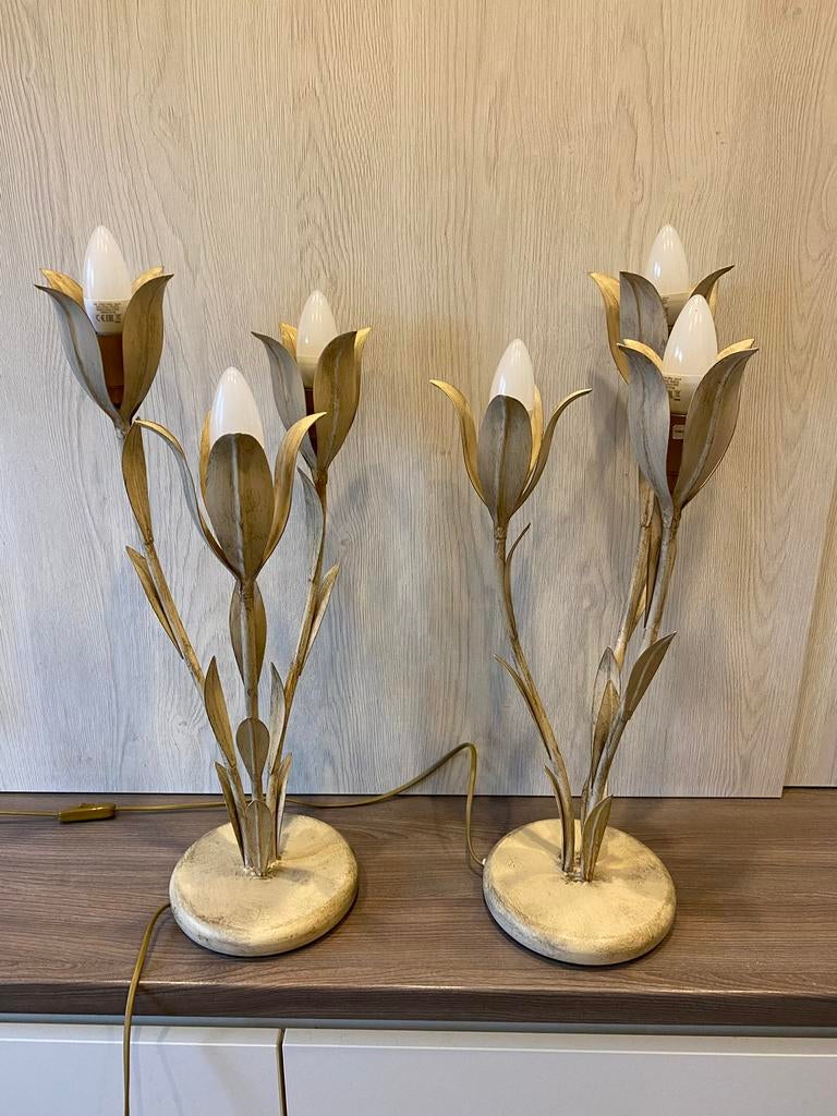 Paar vintage lampen ls italy metaal, Huis en Inrichting, Ophalen, Gebruikt, Metaal