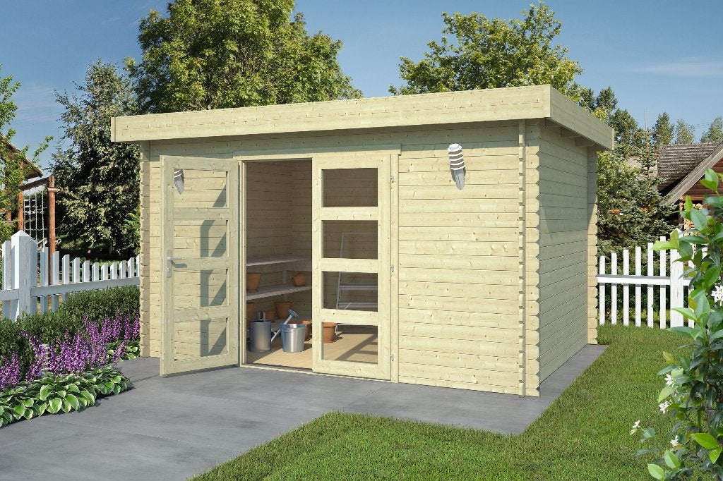 Cabane en rondins Mikkel 380x275 Épicéa non traité, Envoi, Neuf