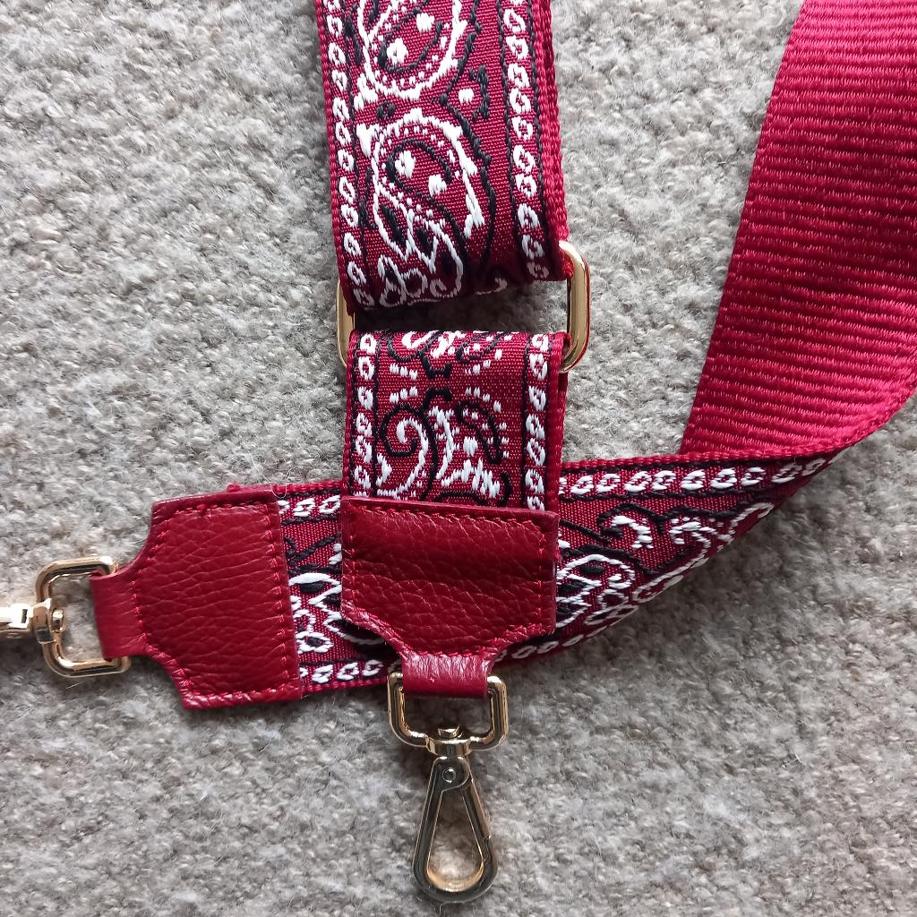 Schouderriem voor (hand)tas, verstelbaar, met leer, Enlèvement ou Envoi, Neuf, Rouge, Autres types