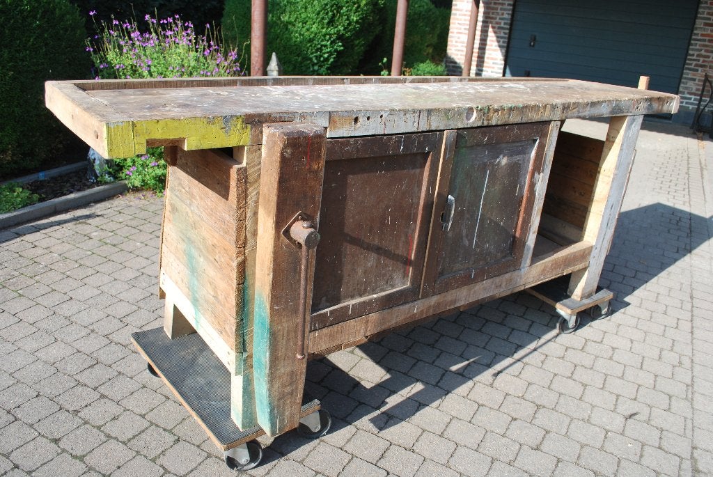 oude houten werkbank, Ophalen, Gebruikt