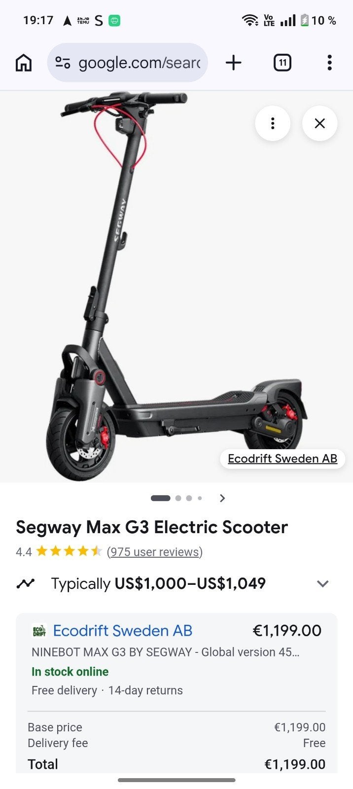 Scooter G3, Enlèvement ou Envoi