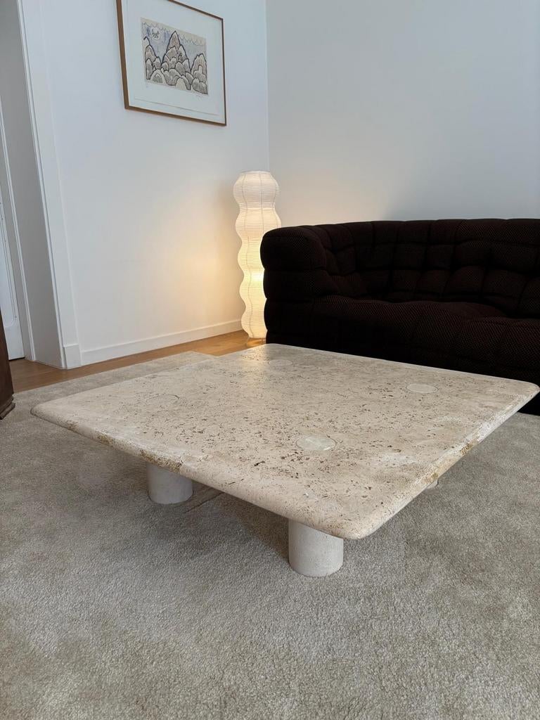 Salontafel in travertijn, Angelo Mangiarotti, Italië, jaren, Ophalen