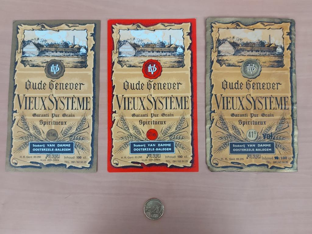 3 oudere etiketten Van Damme Oosterzele Balegem, Verzamelen, Merken en Reclamevoorwerpen, Ophalen of Verzenden, Gebruikt, Overige typen