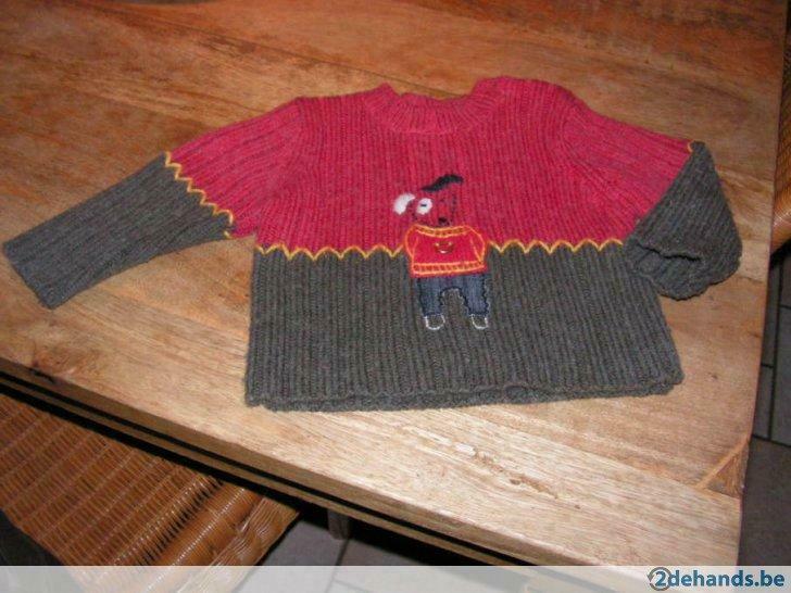 Trui Catimini donkeroranje en donkergroen, Utilisé, Garçon ou Fille, Pull ou Veste