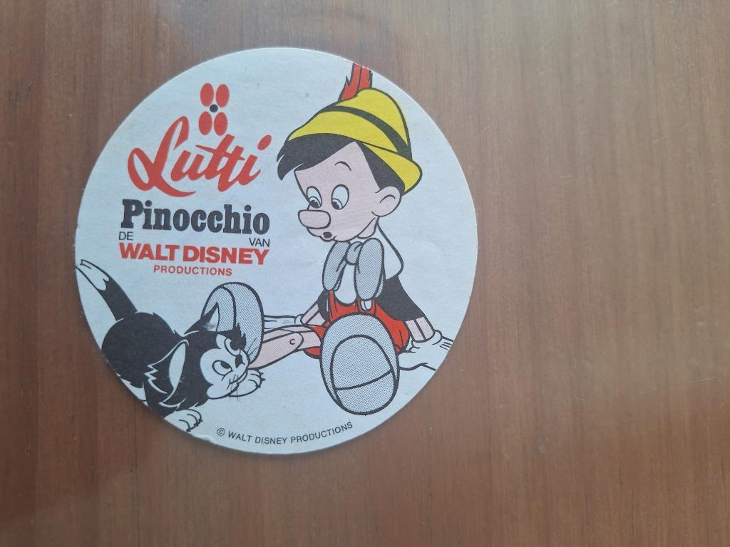Vintage sticker Pinocchio Lutti Disney Pinokkio, Verzamelen, Ophalen of Verzenden, Gebruikt, Strip of Tekenfilm