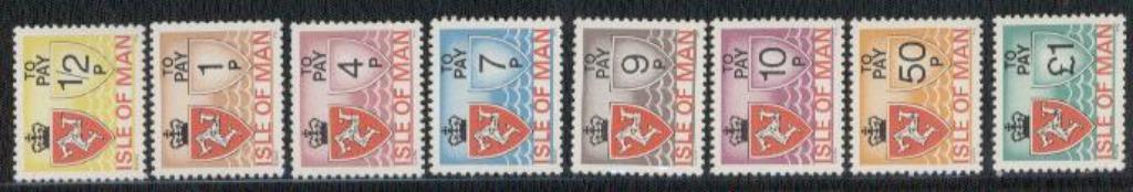 Isle of Man yvertnrs.:taxe 17/24 postfris, Envoi, Non oblitéré