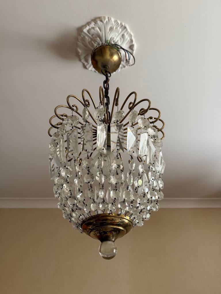 Vintage Kristallen Kroonluchter, Huis en Inrichting, Ophalen, Gebruikt
