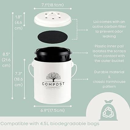 Bac à compost de cuisine | LIVRAISON GRATUITE, Neuf, -, -, PERFNIQUE
