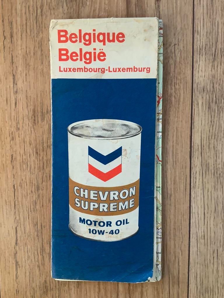 Carte vintage CHEVRON pays Belgique et Luxembourg, Enlèvement ou Envoi, Utilisé, Belgique, Carte géographique