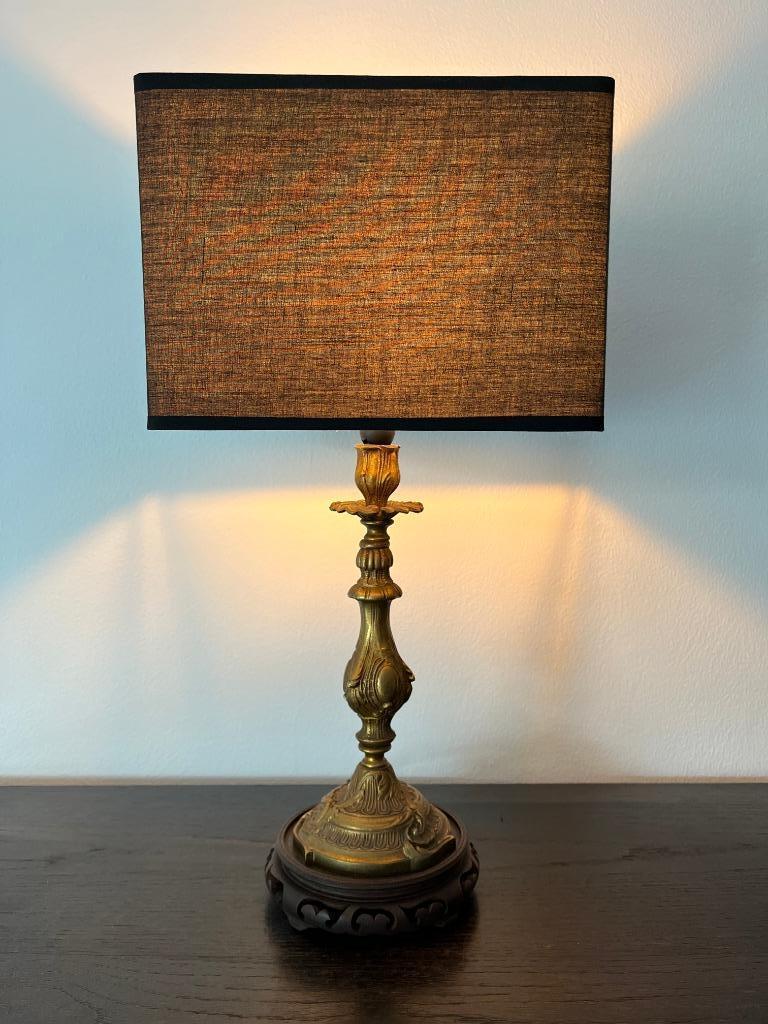 Bronzen Kandelaar Lamp Antiek, Ophalen, Koper of Brons