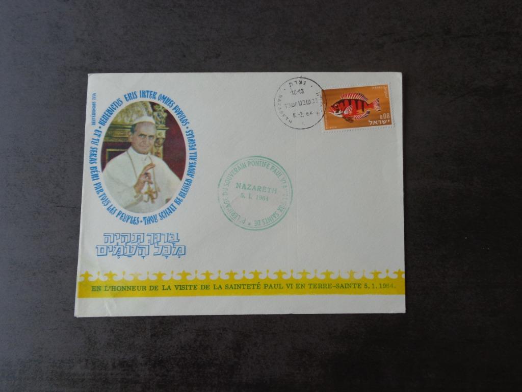 Envelop + postzegel bezoek paus Paulus 6 aan het Heilige Lan, Postzegels en Munten, Ophalen