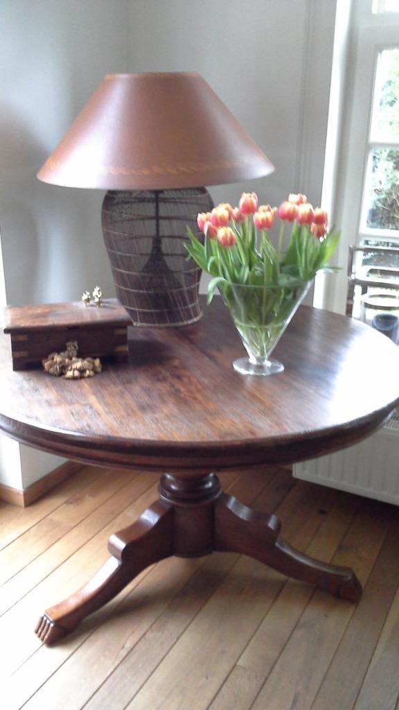 Tafel biedermeier antiek, Diam 130 cm, prijs 400  euro, Antiek en Kunst, Ophalen