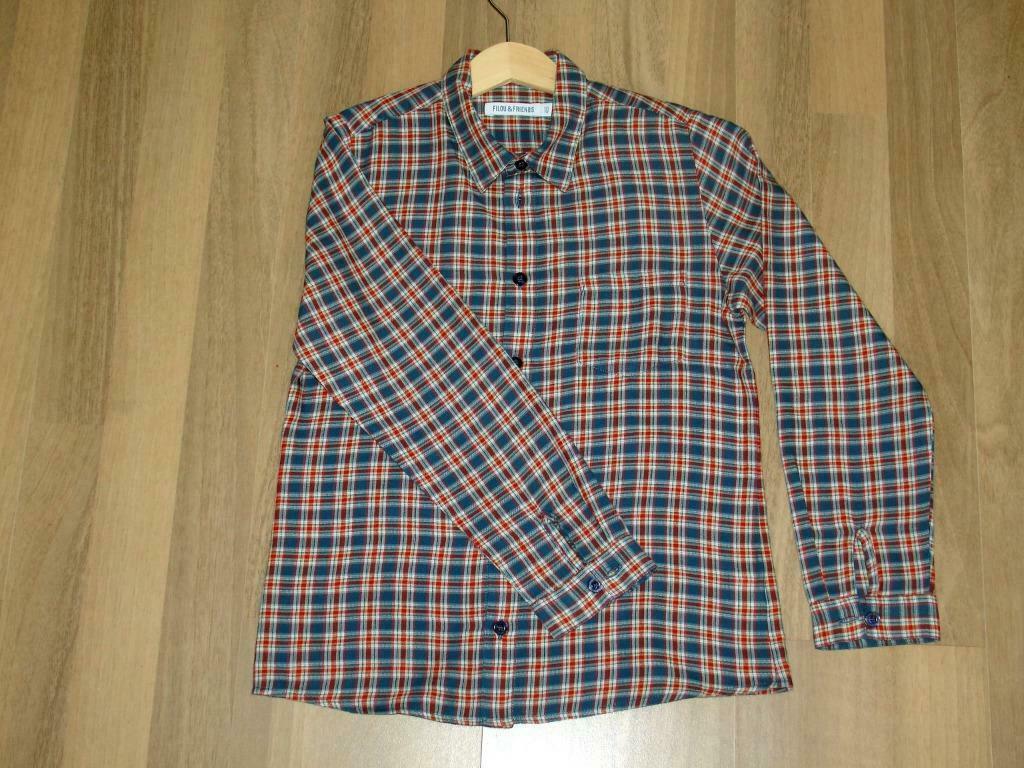 Hemd rood blauw geruit merk Filou & Friends, Enlèvement ou Envoi, Comme neuf, Garçon, Chemise ou Chemisier