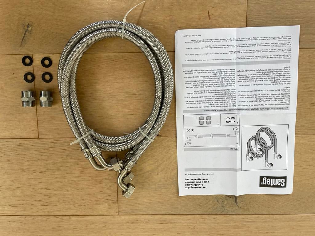 Santeg 2 aansluitflexibel F1/2"xF3/8" 120cm NIEUW, Bricolage & Construction, Sanitaire, Enlèvement ou Envoi, Neuf, Douche