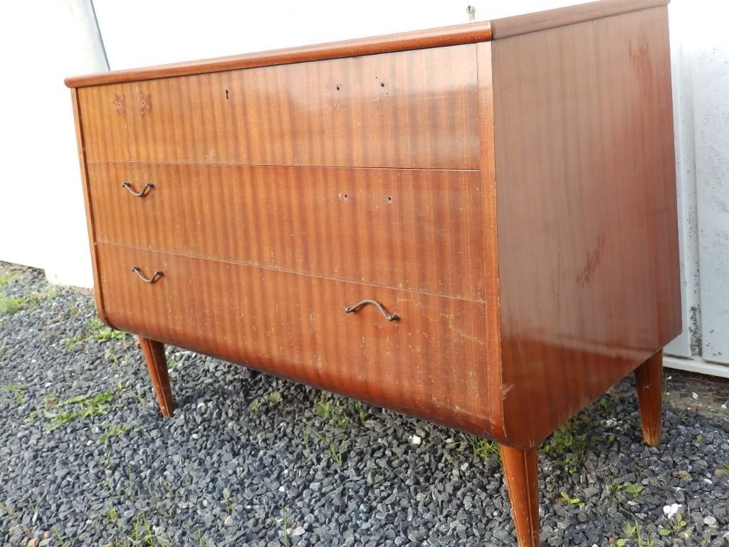 Vintage dressoir met 3 lades uit de jaren 50 om, Ophalen, Teakhout, 50 tot 100 cm, 3 of 4 laden