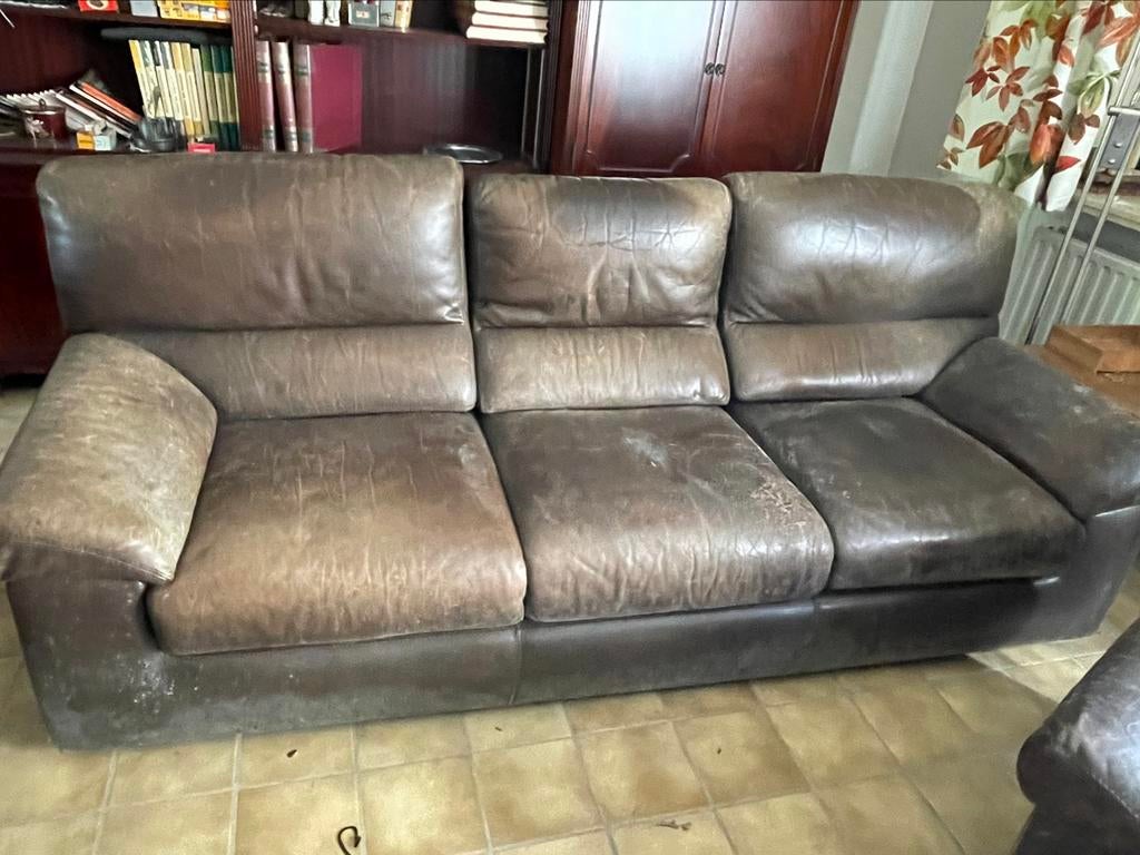 Lederen driezit zetel Durlet, Huis en Inrichting, Ophalen, Gebruikt