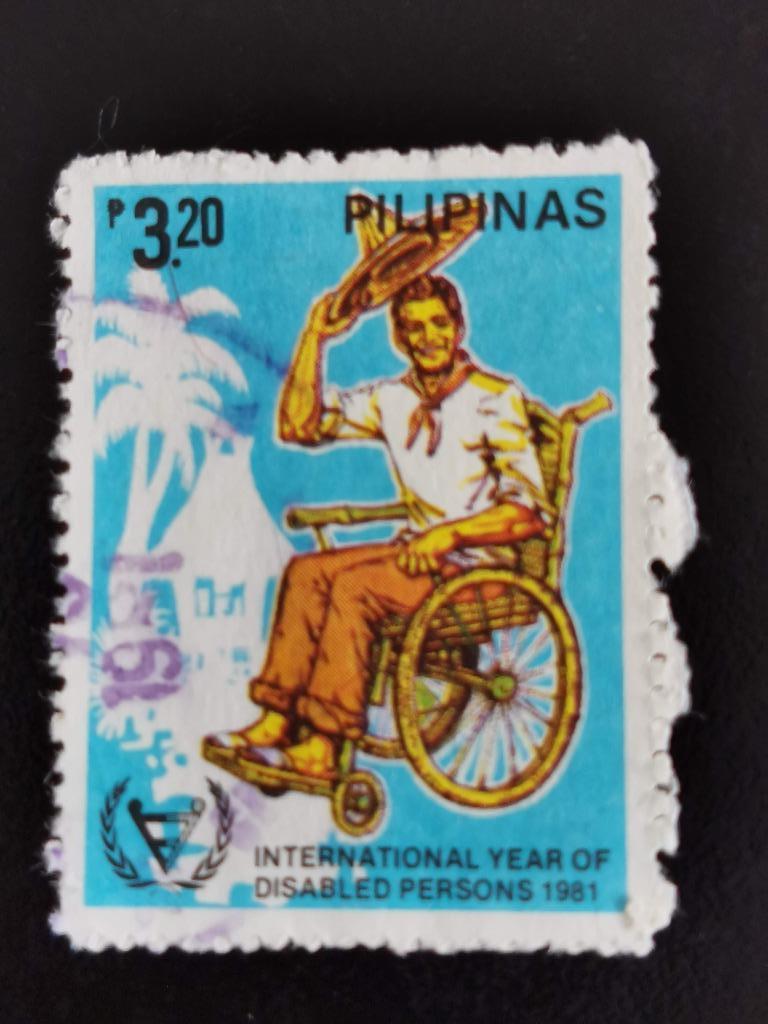 Philippines 1981 - Année des personnes handicapées, fauteuil, Enlèvement ou Envoi, Affranchi, Asie du Sud Est