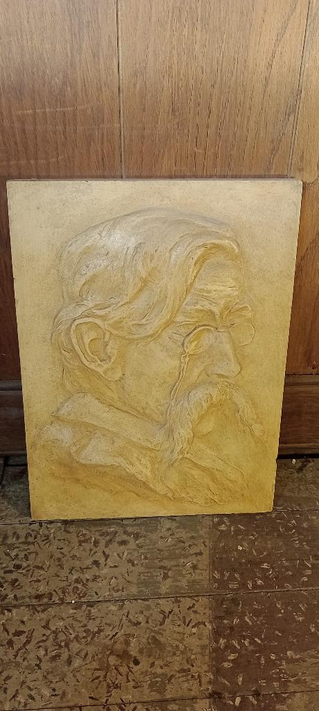 Bas-relief en plâtre - Portrait d'homme-G.De Smedt,26x35,n15, Antiquités & Art, Enlèvement ou Envoi, Autres types, Homme
