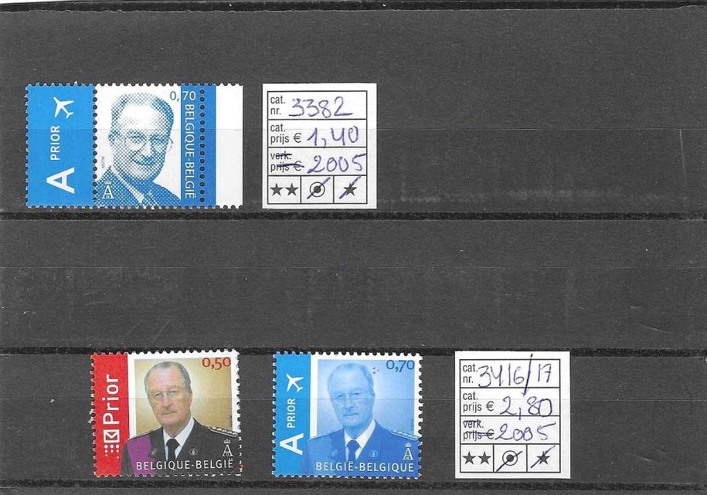 België 3382 en 3416/17 Koning Albert II **, Sans timbre, Neuf, Enlèvement ou Envoi, Non oblitéré