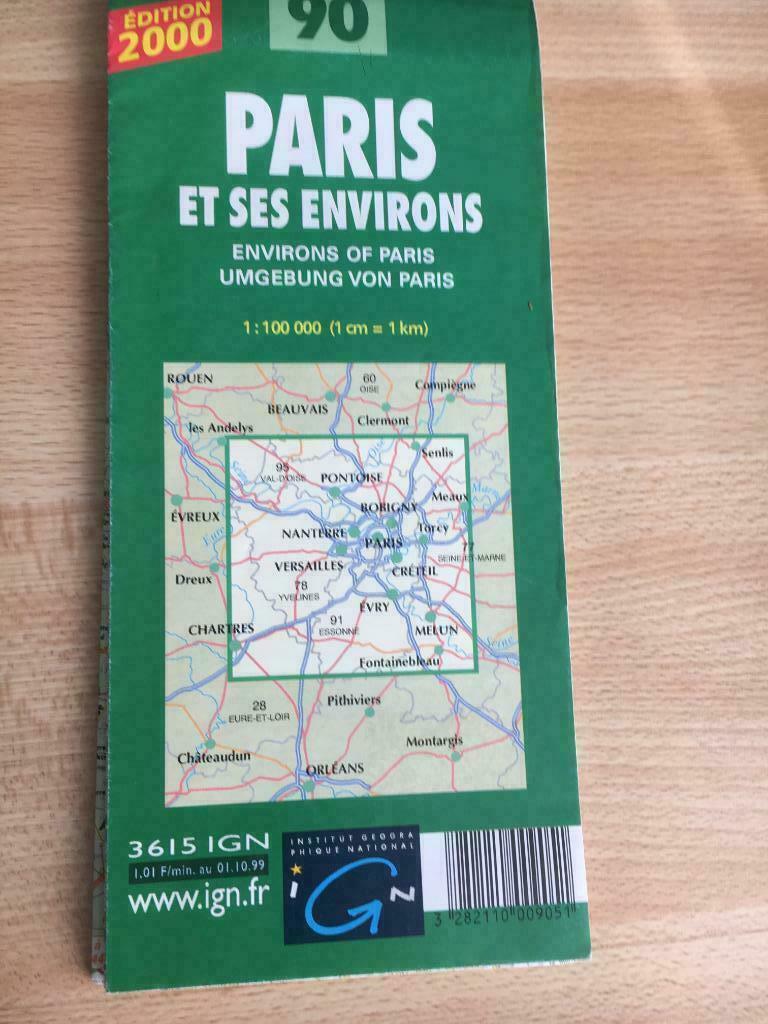 carte routière "IGN Paris"   1/100.000e  édition 2000, Enlèvement ou Envoi, Comme neuf, Carte géographique, France