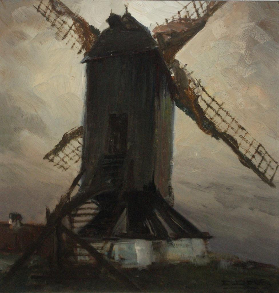 Emiel Devos (1886-1925): Molenzicht (39 x 43 cm), Ophalen of Verzenden