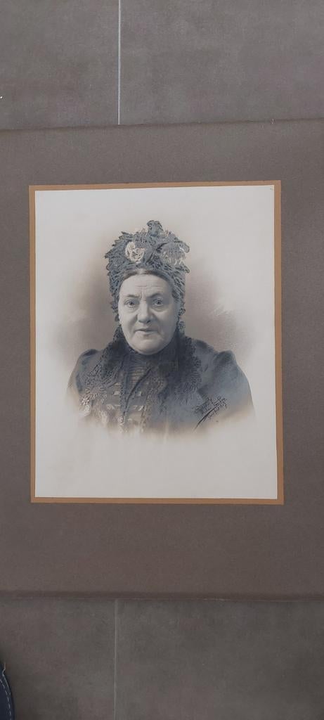 Oude foto uit 1907 op karton. Michel van Loo fotograaf Gent, Antiek en Kunst, Ophalen of Verzenden