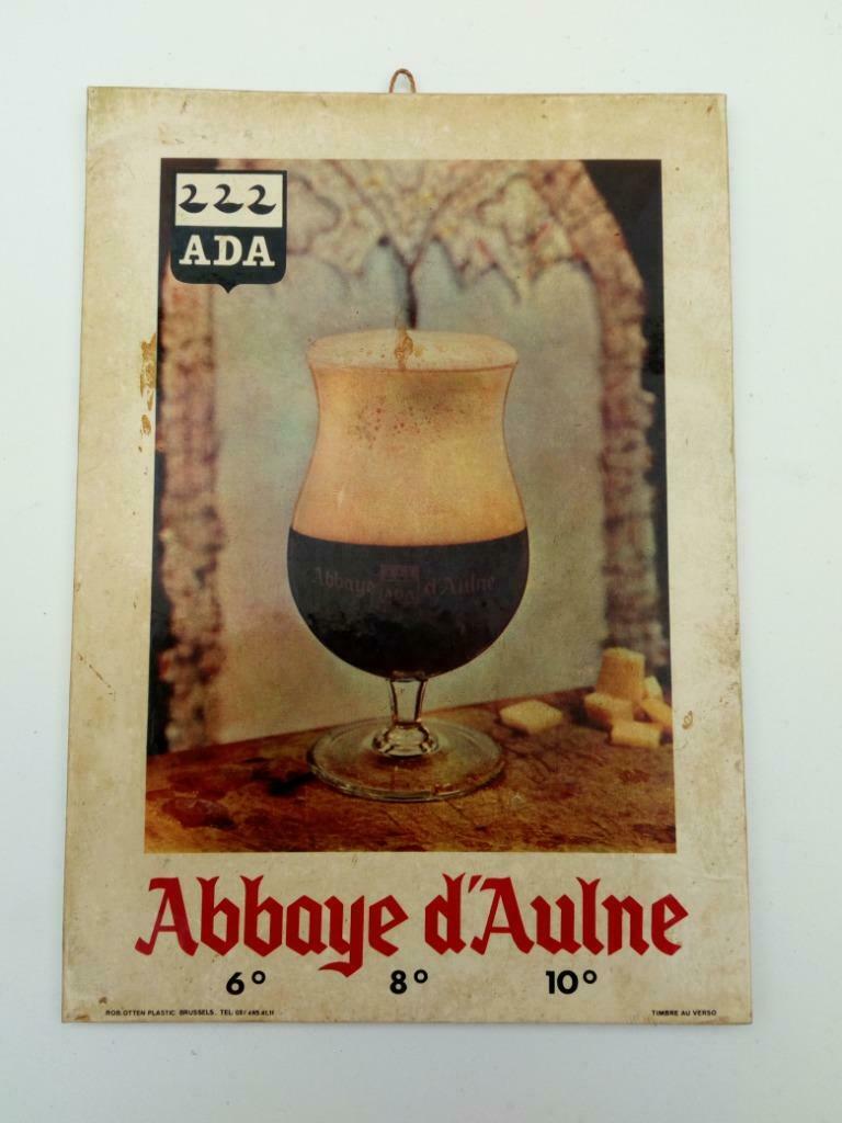 Kartonnen bordje Abbaye d' Aulne Gozée Thuin 1981, Ophalen of Verzenden, Gebruikt, Reclamebord