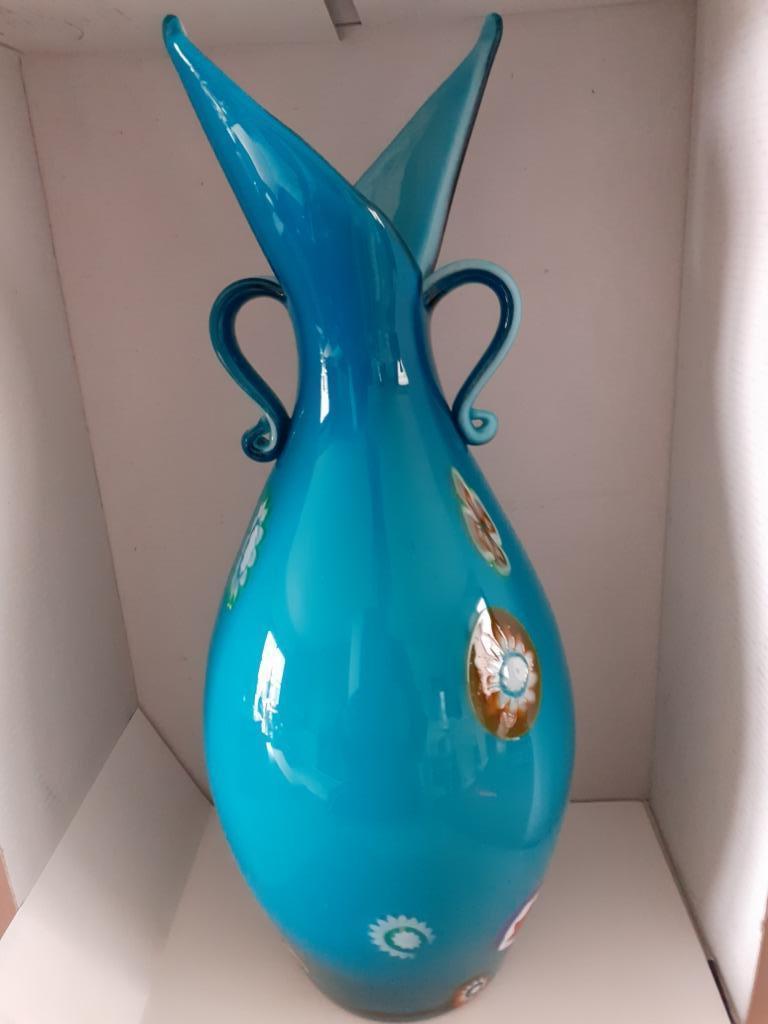 Vase en verre, Maison & Meubles, Enlèvement ou Envoi, Bleu