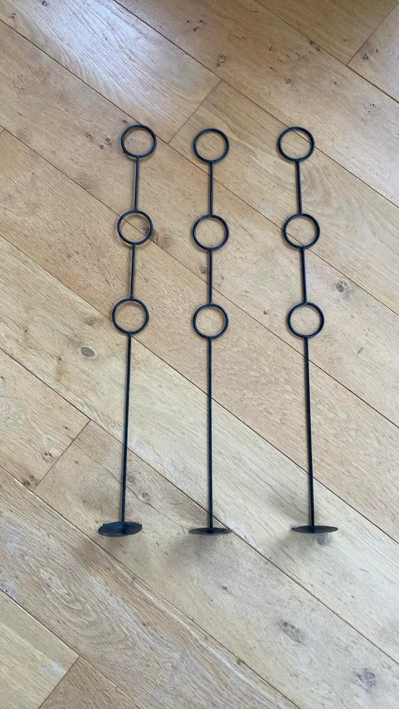 3 kaarsenhouders om op te hangen: metaal, Gebruikt, Zwart, Ophalen of Verzenden, Metaal