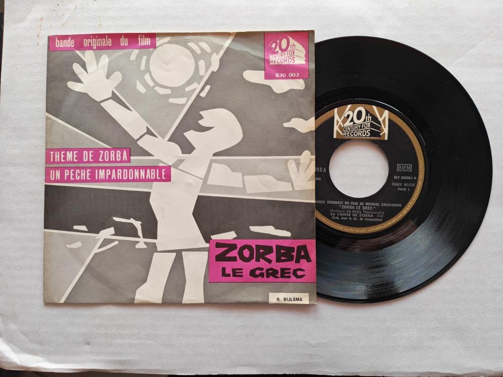 OST - Zorba le Grec (45t), Enlèvement ou Envoi, Single, Comme neuf, Musique de films et Bande son