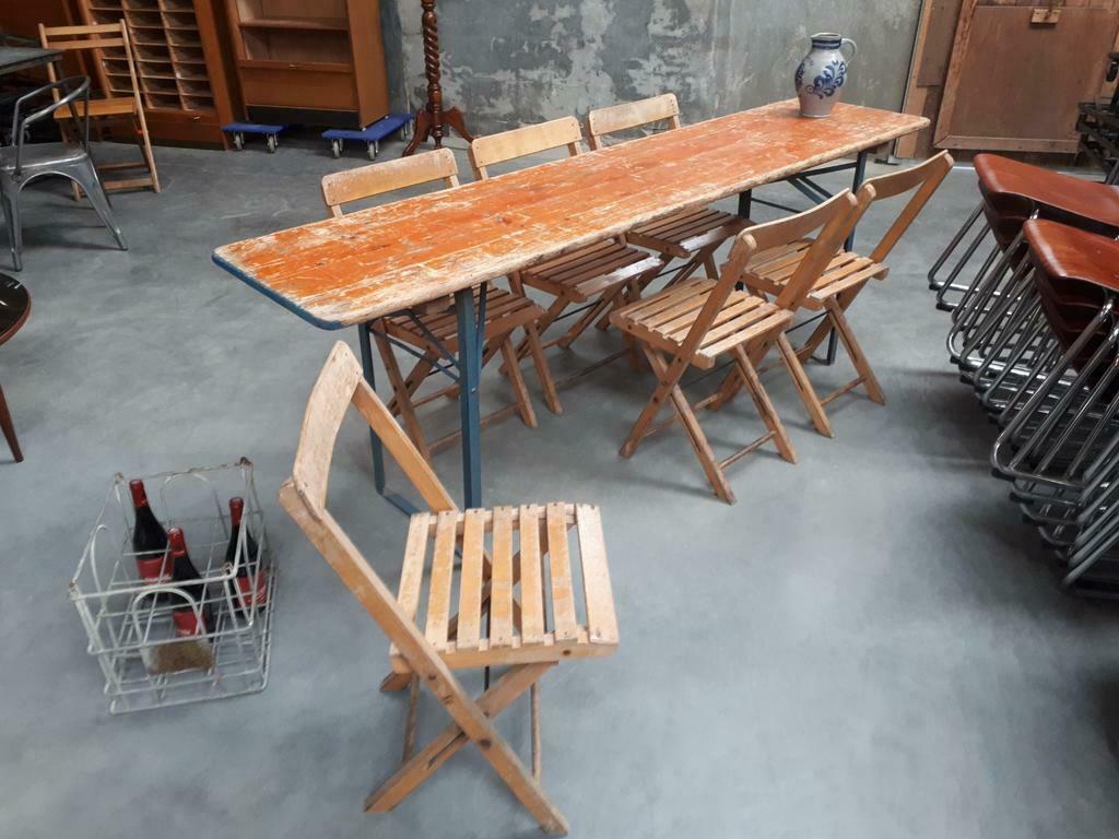 Partij lot oude vintage klaptafels terrastafels biertafels, Huis en Inrichting, Tafels | Eettafels, Gebruikt, Vintage, 200 cm of meer
