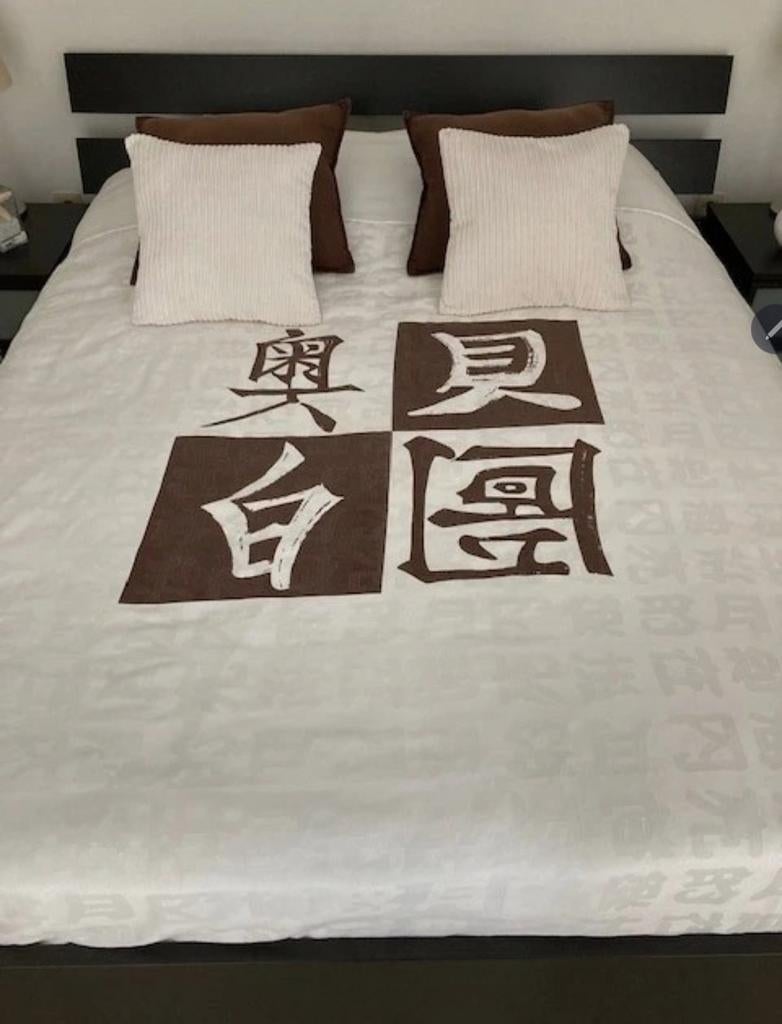 Dekbedovertrek met chinese tekens, Ophalen of Verzenden, Zo goed als nieuw, Tweepersoons, Dekbedovertrek