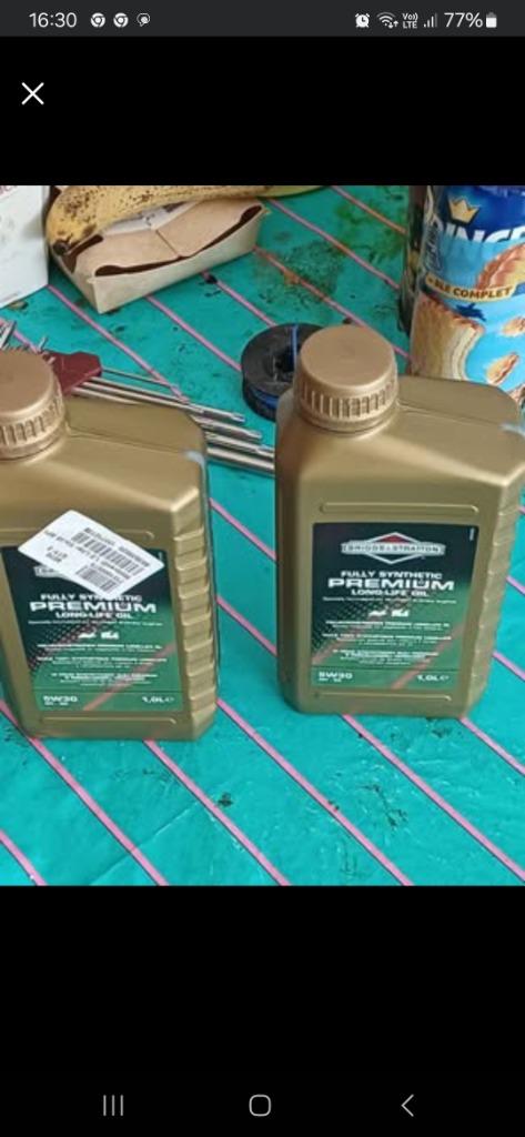 Ab 2x1ltr huile 5w30 briggs&stratton très récentes, +/- juin, Enlèvement ou Envoi