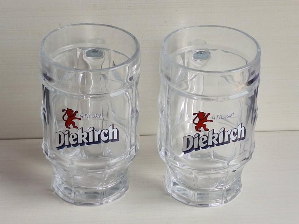 2 grandes nouvelles chopes en verre Diekirch 0.5, Enlèvement ou Envoi, Utilisé, Chope(s), Autres marques