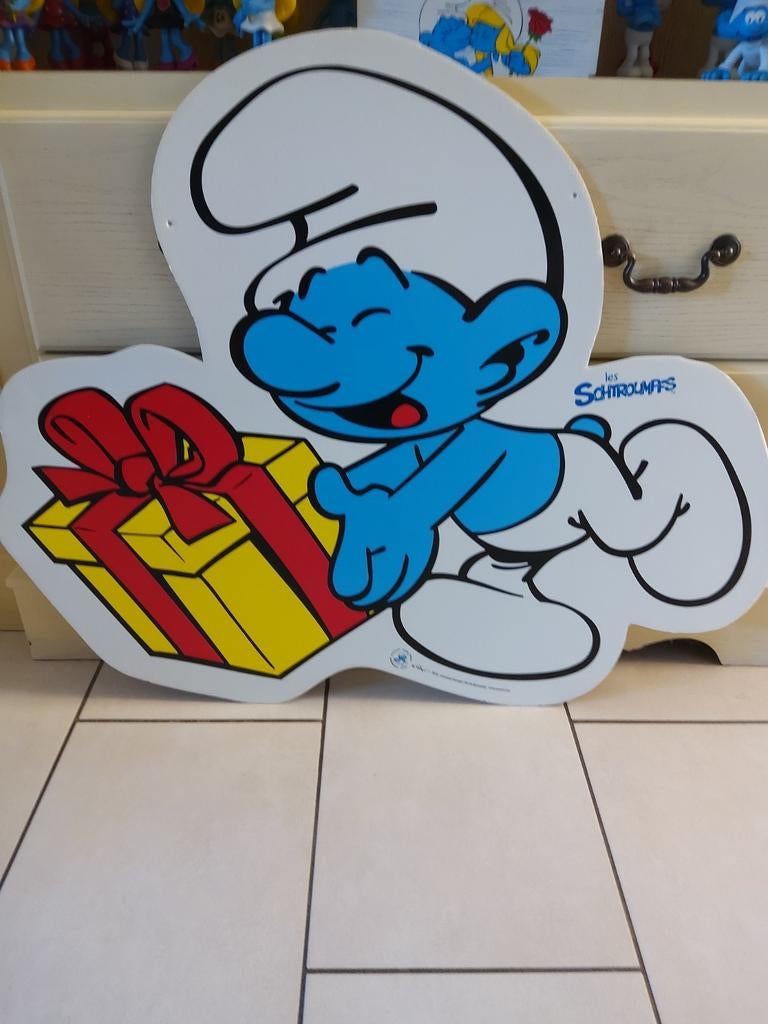 Les Schtroumpfs panneau publicitaire Schtroumpf Farceur, Verzamelen, Smurfen, Ophalen, Gebruikt, Lolsmurf