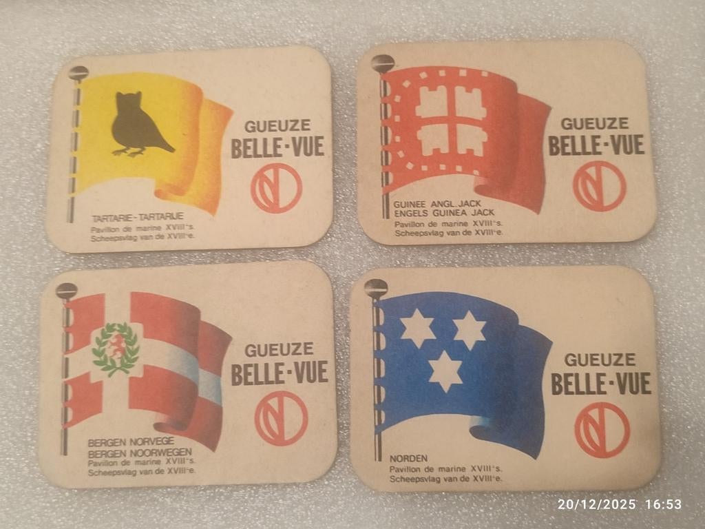 19 anciens sous-bocks GUEUZE BELLE-VUE ., Enlèvement ou Envoi, Comme neuf, Sous-bock, Autres marques