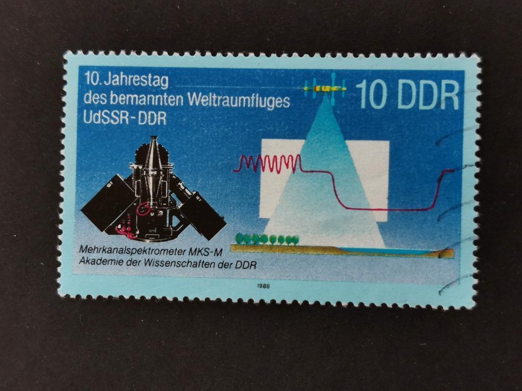 DDR 1988 - ruimtevaart - samenwerking DDR-USSR, Postzegels en Munten, Ophalen of Verzenden, DDR, Gestempeld