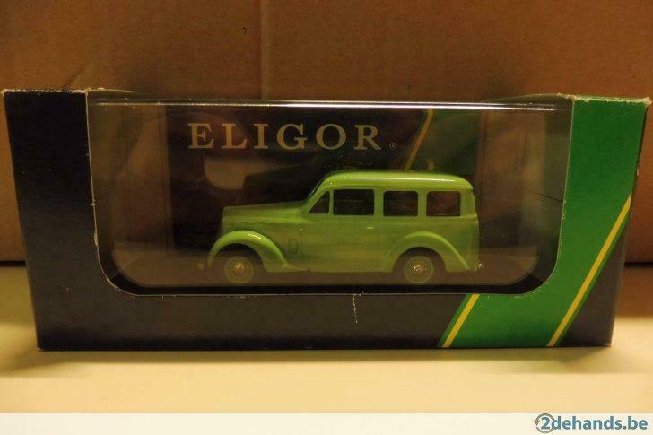 1:43 Eligor 100644 Renault Juvaquatre Fourgon vitrée groen, Enlèvement ou Envoi, Comme neuf, Voiture