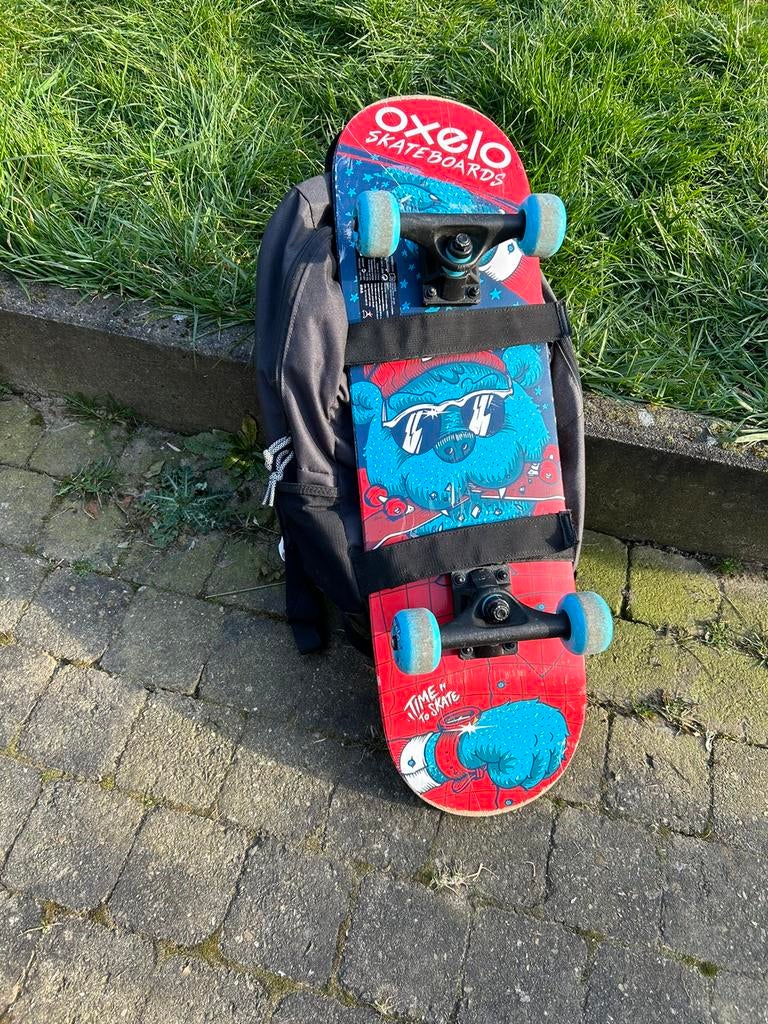 Skateboard Oxelo (Decathlon) dessin Bear blue enfant (50Kg), Enlèvement, Utilisé, Skateboard