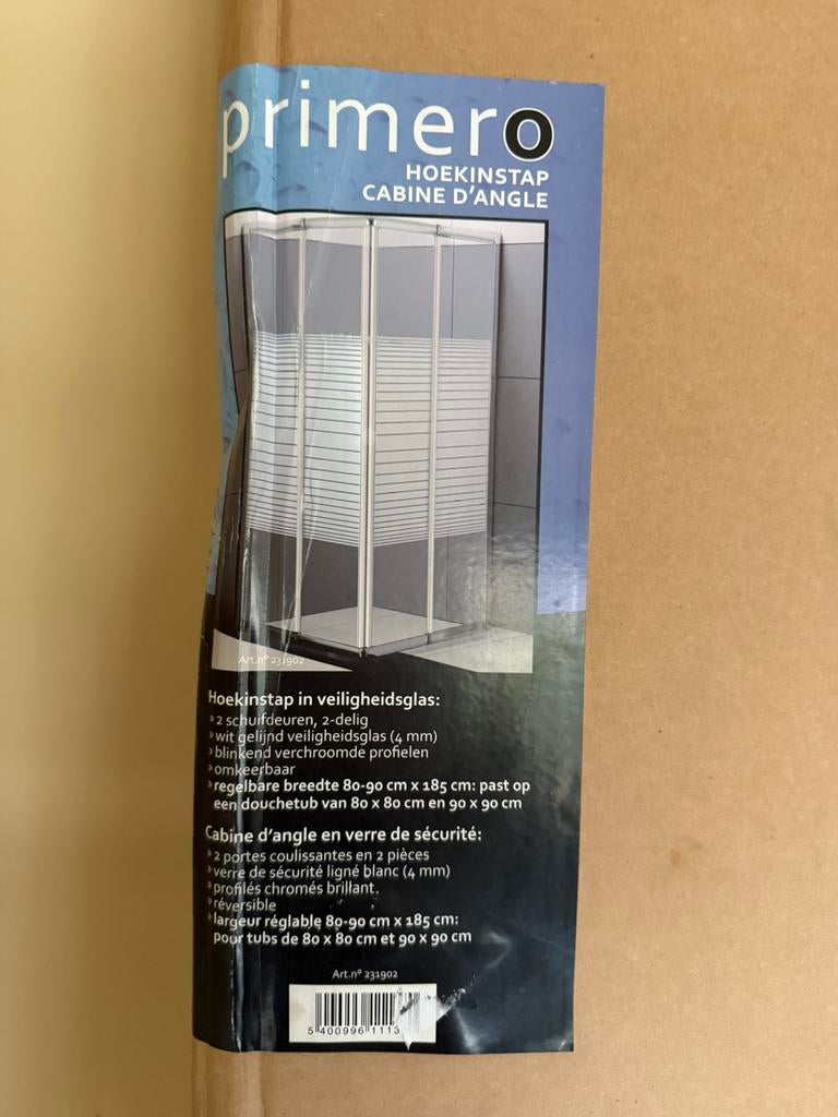 Douchekabine met schuifdeuren chroom 90x90, Ophalen, Chroom