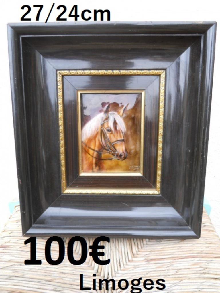Paardenemail met oud frame uit Limoges, Ophalen, Zo goed als nieuw
