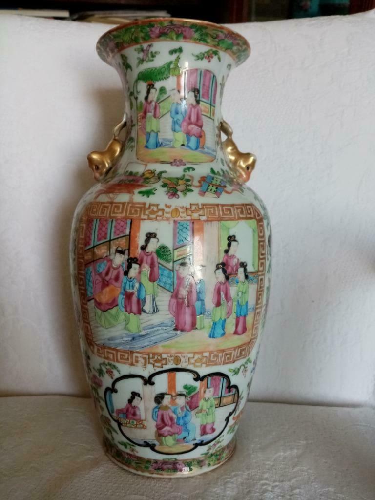 Vase  Canton Chinois en  porcelaine 1880s  fin 19eme  (38cm), Enlèvement