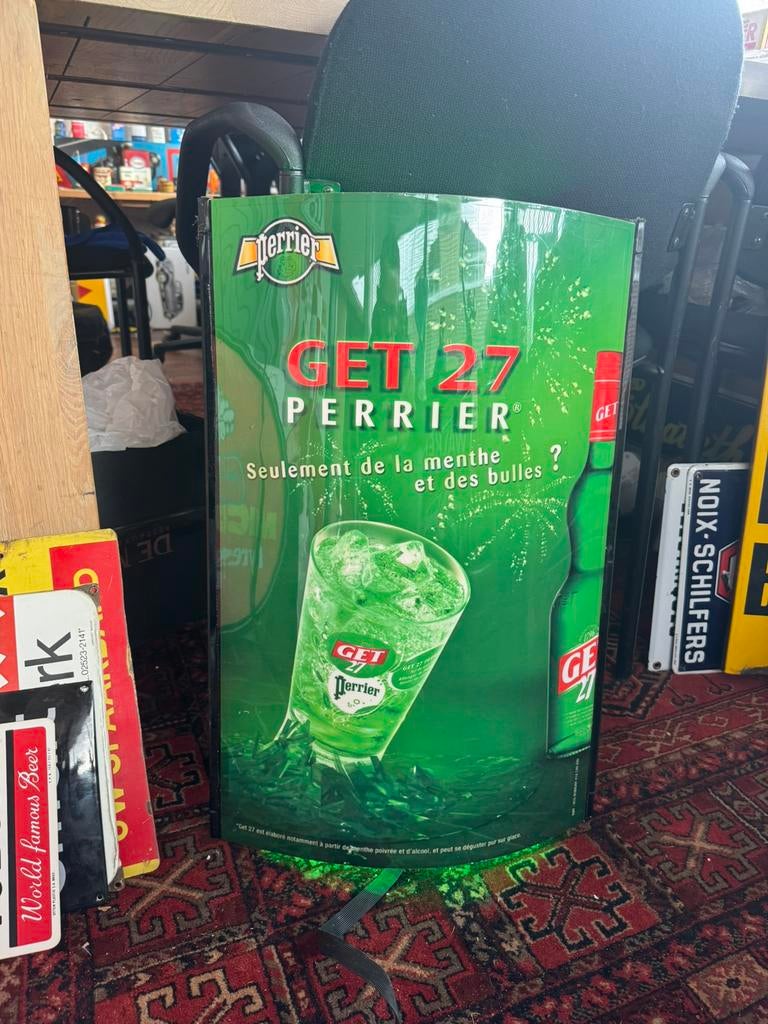 Perrier oude reclame lichtbak, Ophalen of Verzenden, Gebruikt, Reclamebord