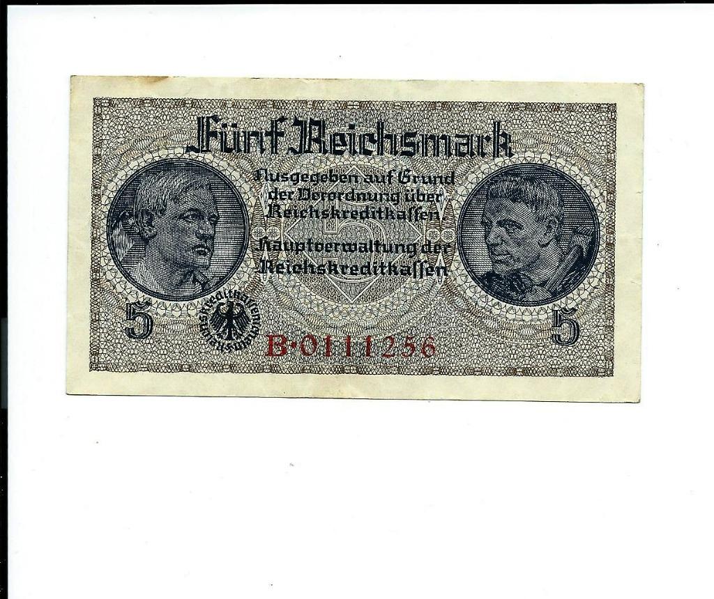 Duitsland, 5 Reichsmark ND(1939)., Enlèvement ou Envoi, Allemagne, Billets en vrac