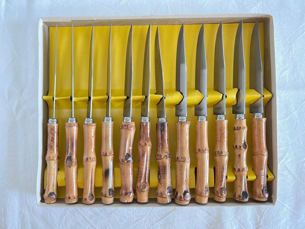 Boîte de 12 couteaux avec manche en bambou, Enlèvement ou Envoi