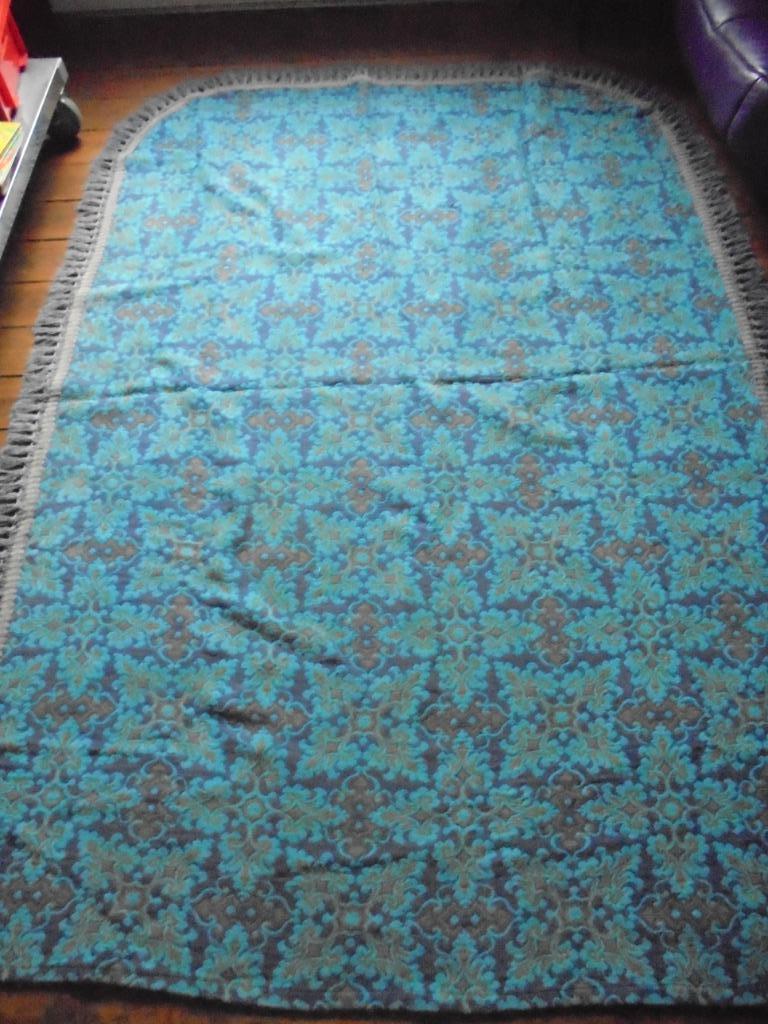 Mooi turquoise/paars/oker vloerkleed-bedsprei   (150cm-217cm, Huis en Inrichting, Ophalen of Verzenden, Gebruikt