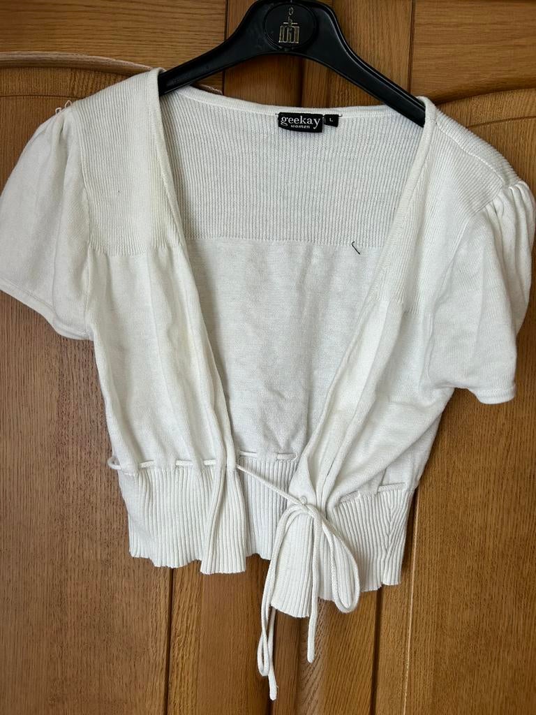 Dames wit truitjes met korte mouwen, Ophalen, Gedragen, Maat 42/44 (L), Wit